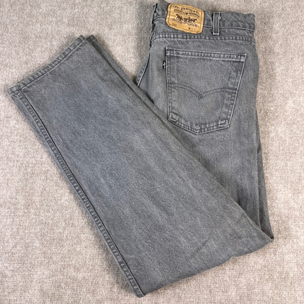 Levi's 505 Jeans Mens 38x32 Grey Vintage Made in USA Regular Straight Leg 90s